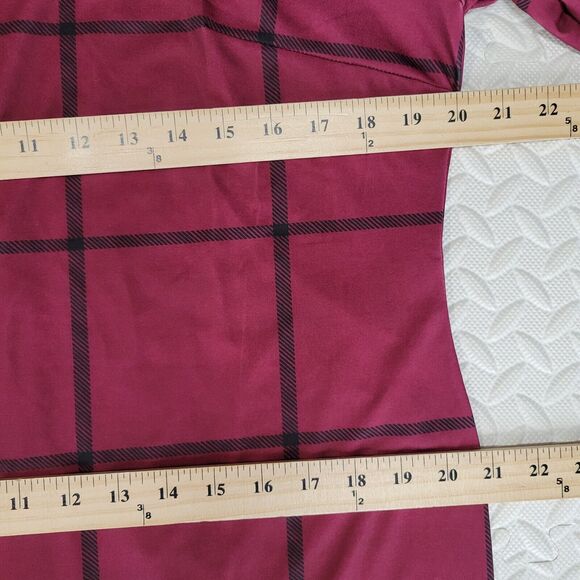 Anthropologie Hutch Shift Dress Size XL Red Black Windowpane Plaid Long Sleeve - Picture 10 of 11